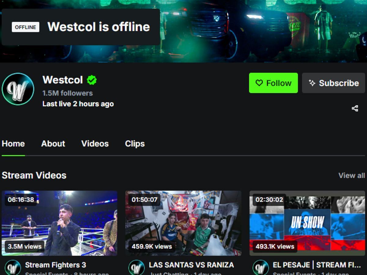 WestCol currently boats over 1.5 million followers (Image via Kick)