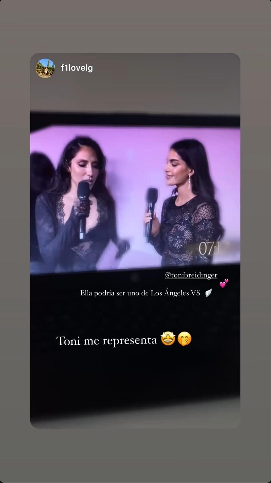 Toni Breidinger&#039;s pre-event interview (Source: Toni Breidinger&#039;s Instagram story)