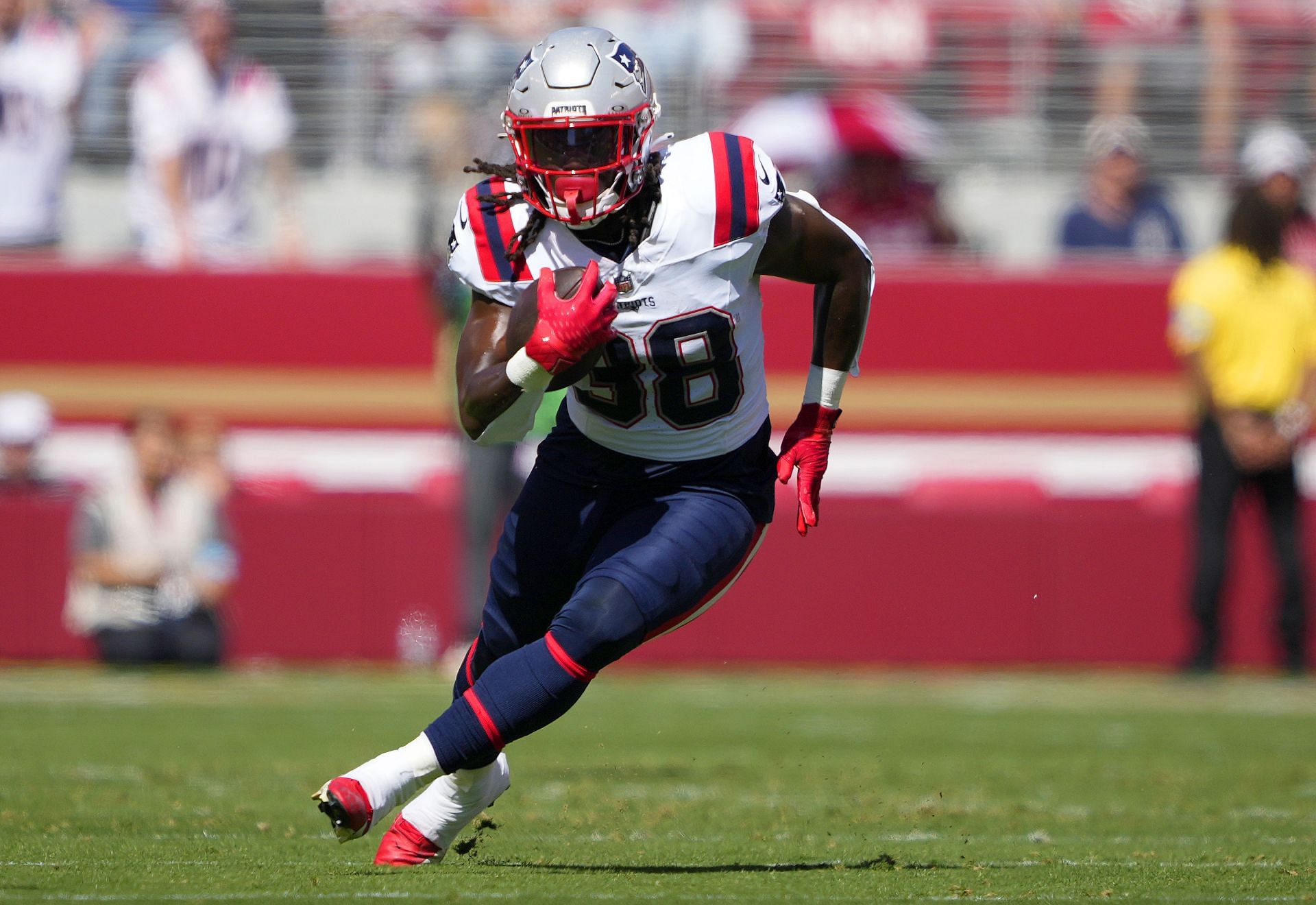 New England Patriots running back Rhamondre Stevenson has struggled this season - Source: Getty