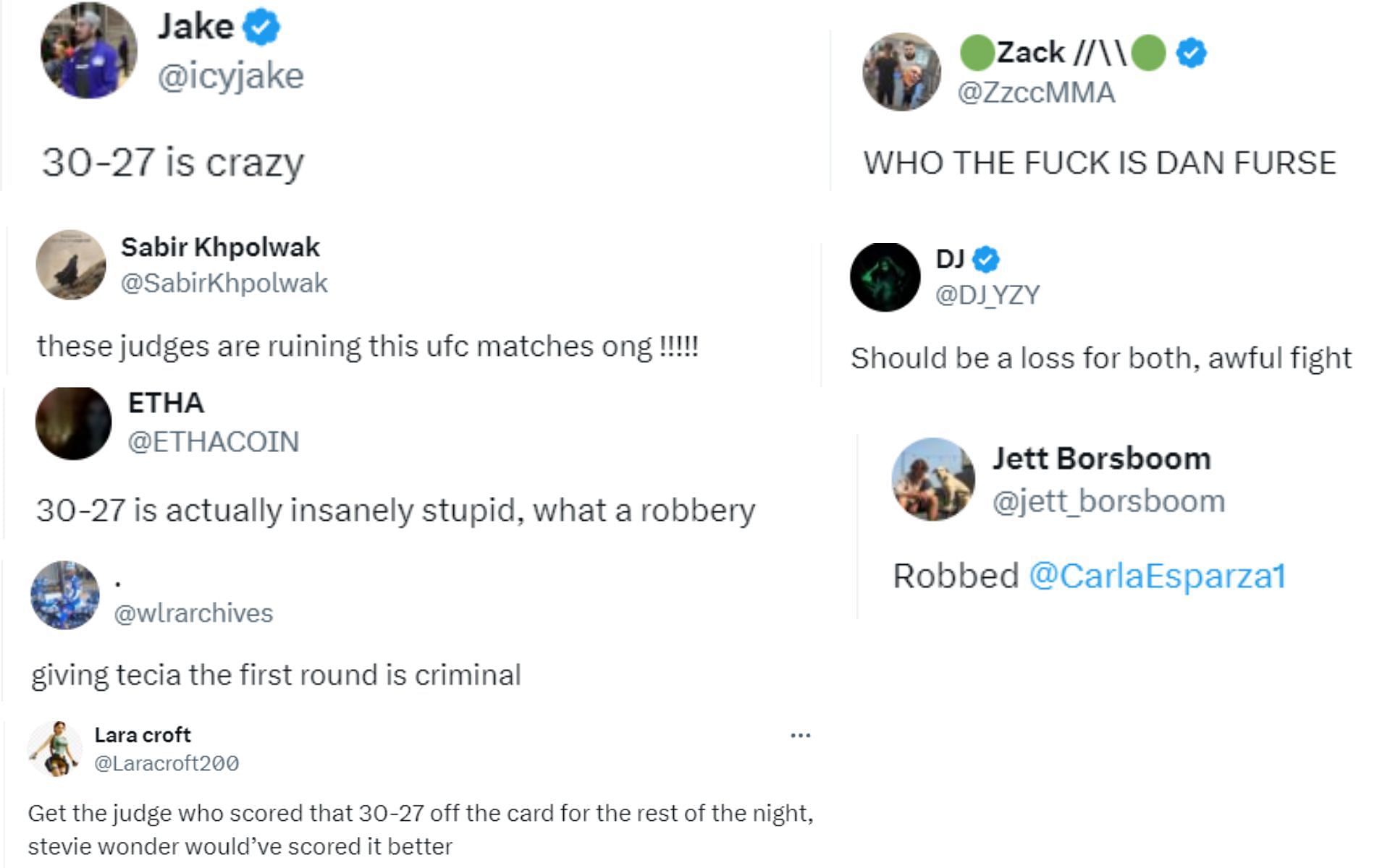 Screenshot of fan reactions to UFC News' post on X