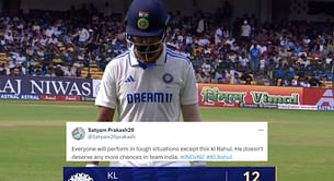 "He doesn't deserve any more chances in team India" - Fans react after KL Rahul departs for 12 in 2024 IND vs NZ 1st Test