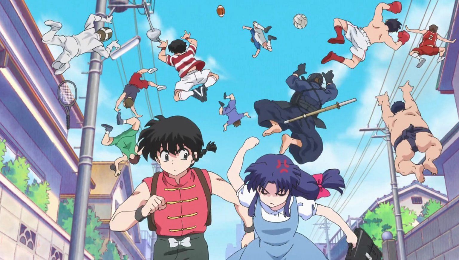 Ranma and Akane heading to Furinkan school (Image via MAPPA)