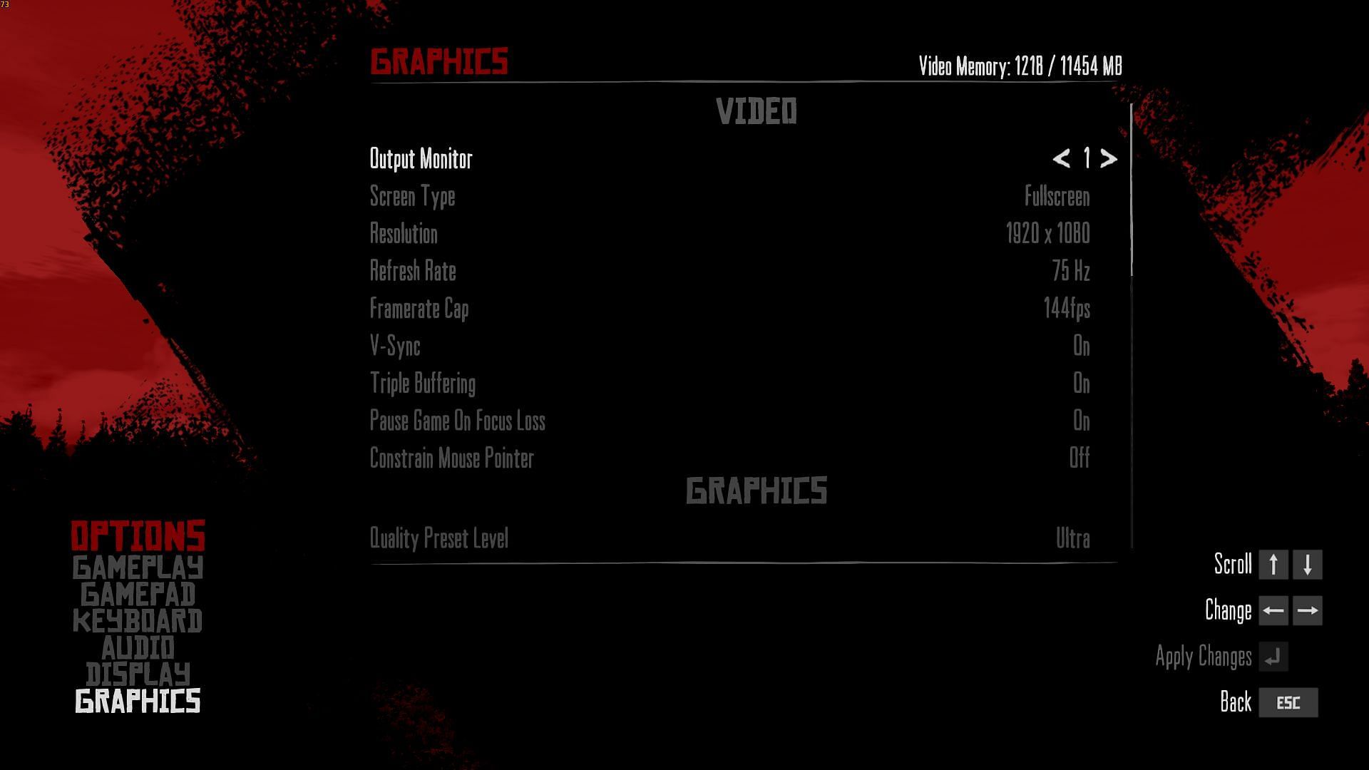 Graphics settings in Red Dead Redemption PC (Image via Rockstar Games)