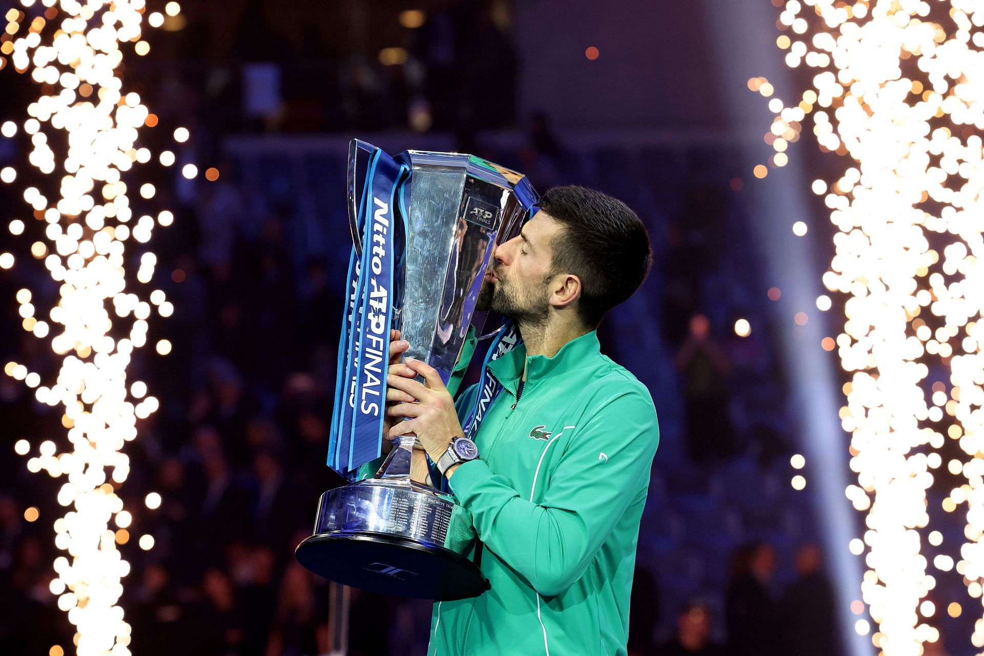 Novak Djokovic with the 2023 Nitto ATP Finals trophy (Image: Getty)