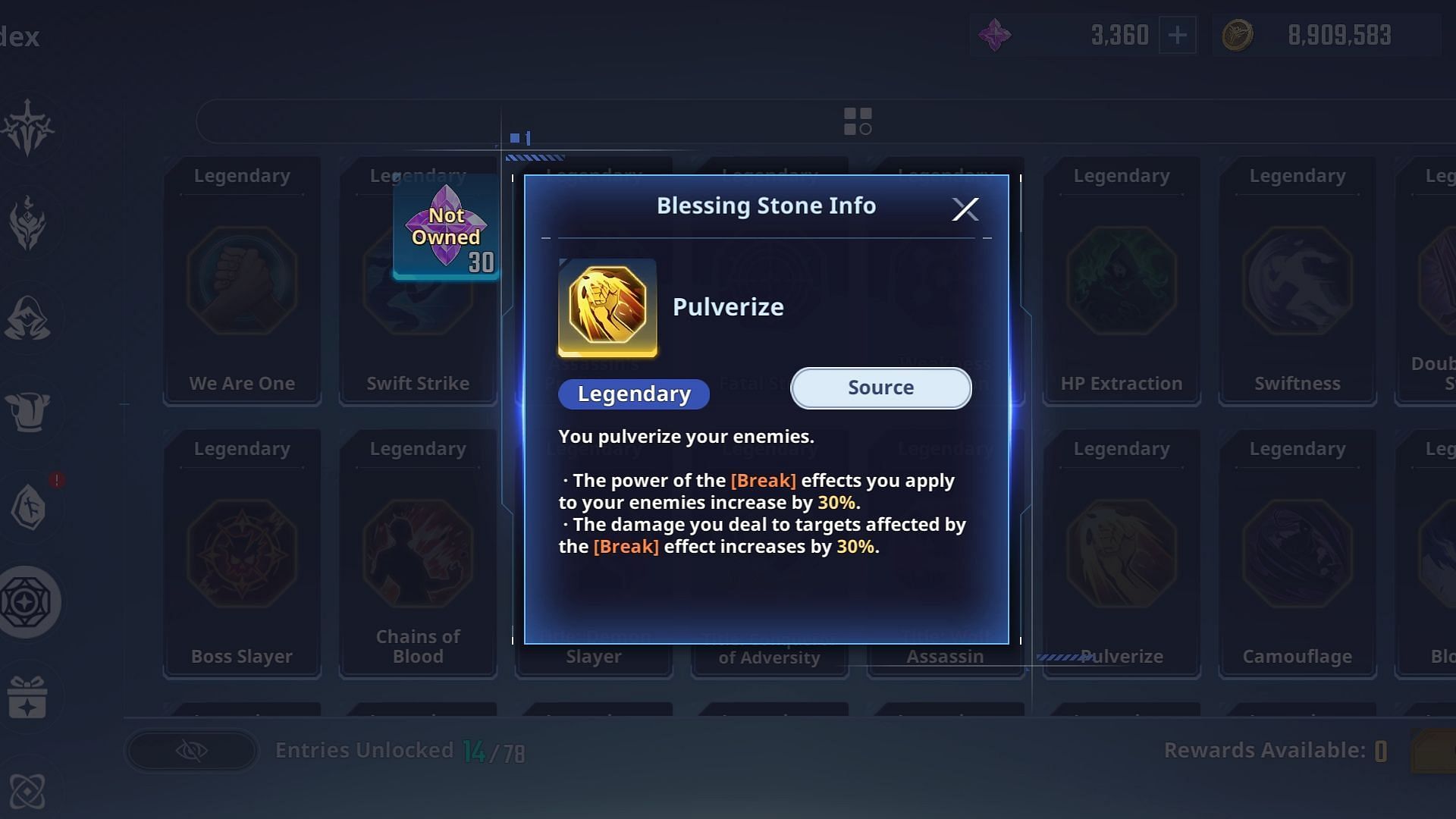 The Pulverize Blessing Stone (Image via Netmarble)