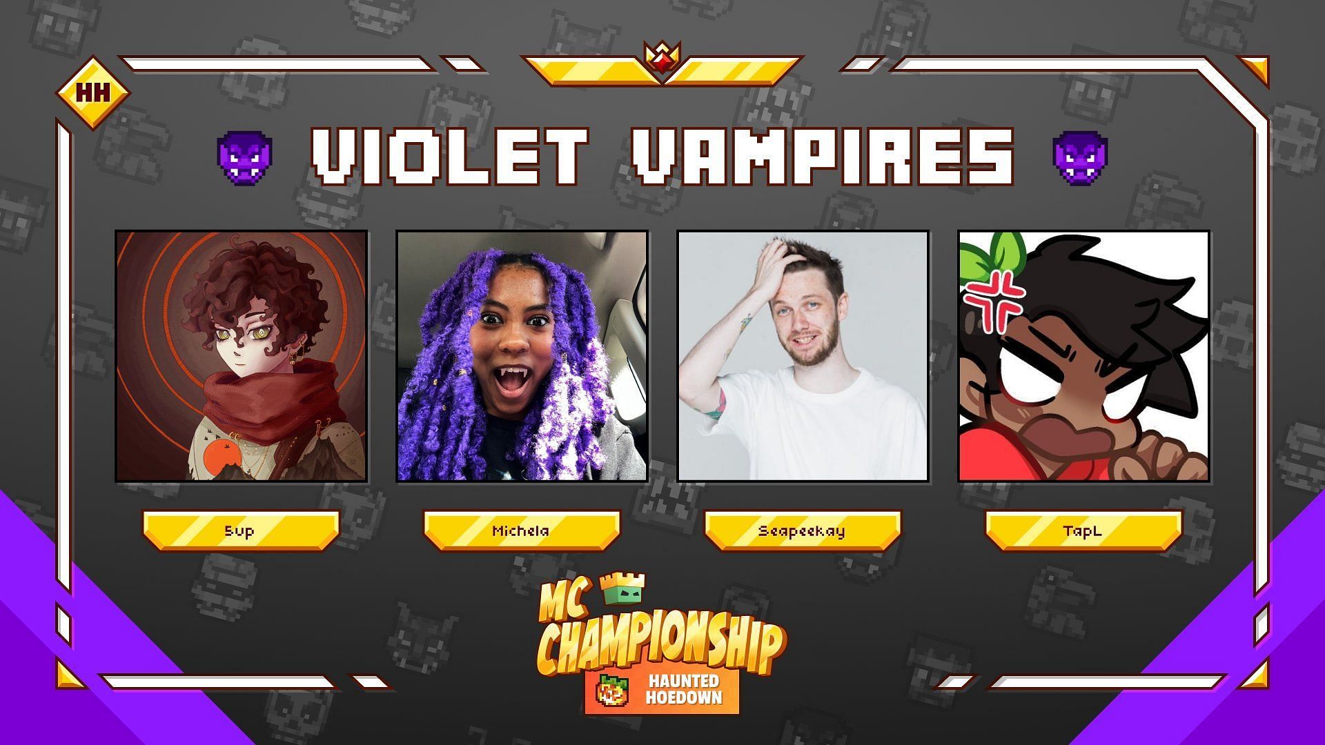 Violet Vampires is a Minecraft Championship (MCC) Haunted Hoedown team with many veteran players (Image via MCChampionship_)