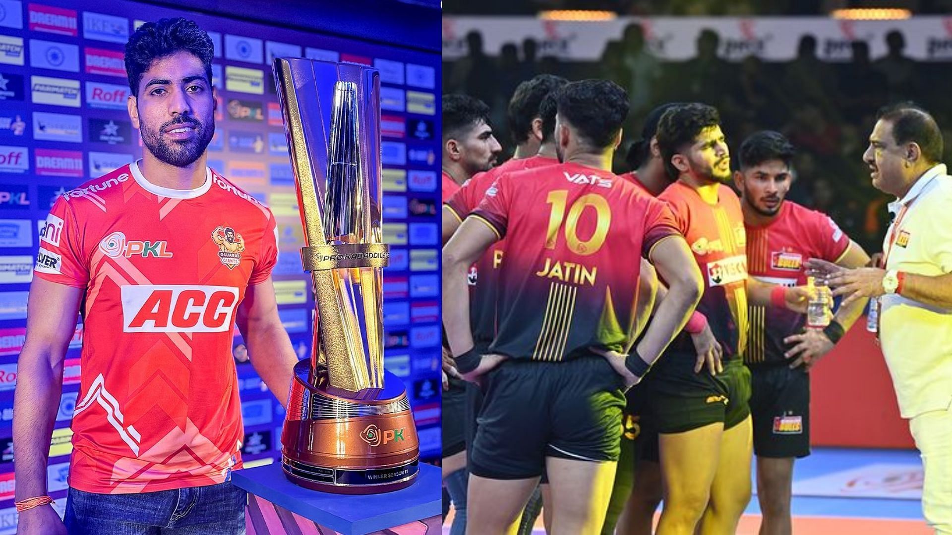 Pro Kabaddi 2024, Gujarat Giants vs Bengaluru Bulls: Preview, probable starting 7s, prediction, and live-streaming details (Images via Gujarat Giants and Bengaluru Bulls)