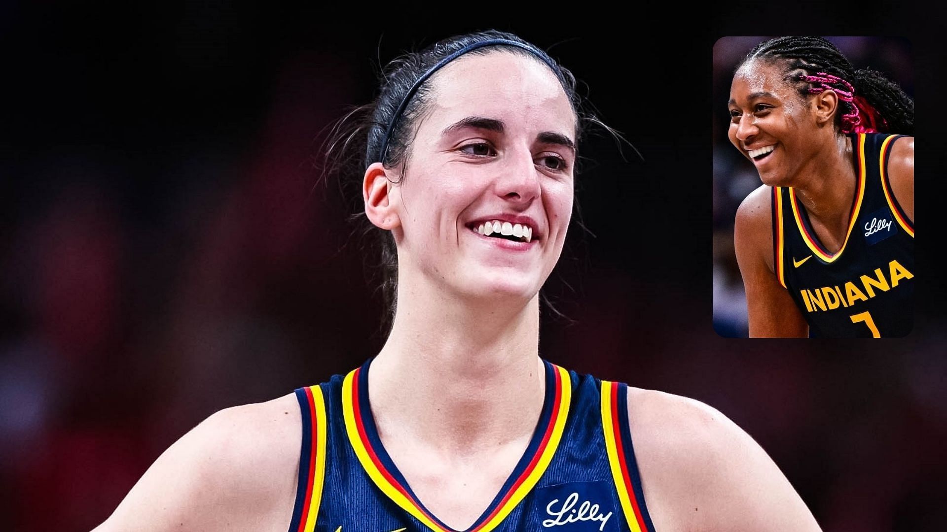 Caitlin Clark shouts out Aliyah Boston while reliving her historic triple-double. (Photos from Indiana Pacers X pages)