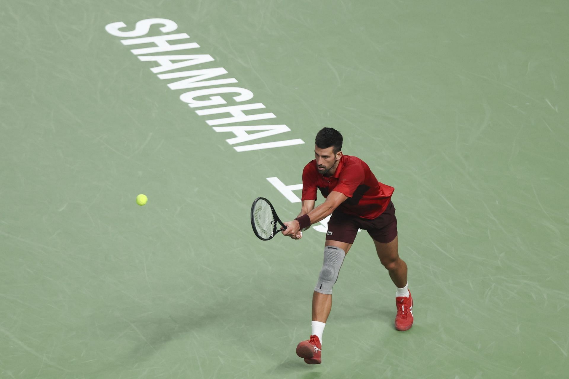 Novak Djokovic during his quarterinfal encounter at the 2024 Shanghai Masters. (Source: Getty)