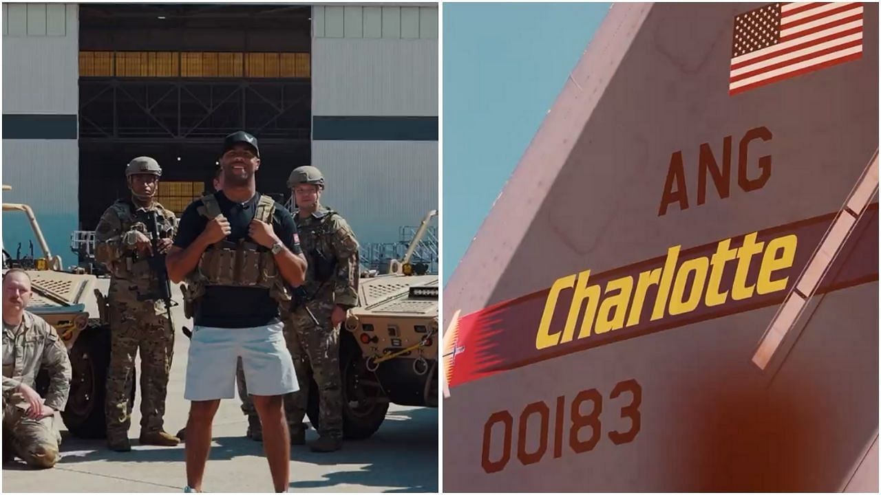 23XI driver Bubba Wallace visits 145th Airlift Wing at Charlotte, North Carolina (Images from @23XIRacing on X)