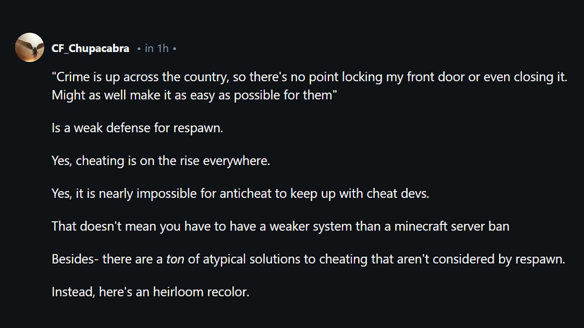 Apex community discusses possible steps against cheaters (Image via Reddit)