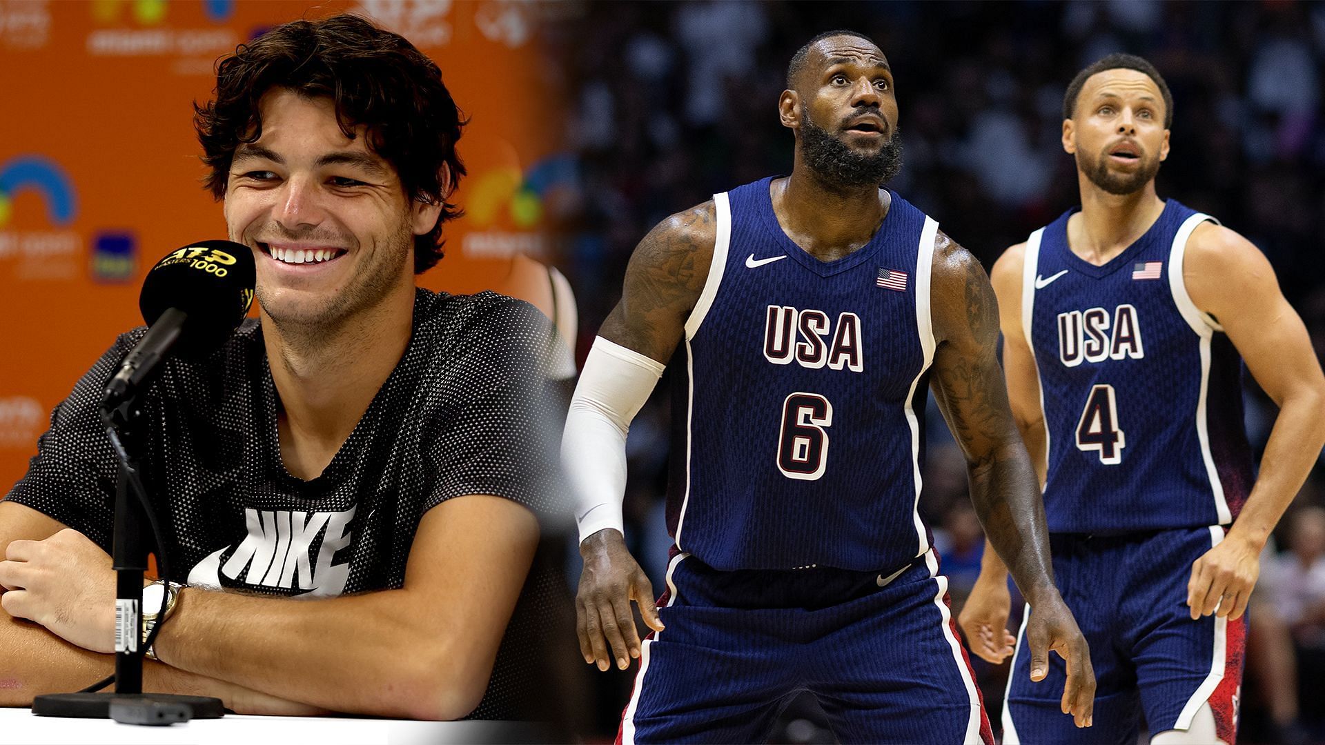 Taylor Fritz (L) and LeBron James with Steph Curry (R) [Image Source: Getty Images]