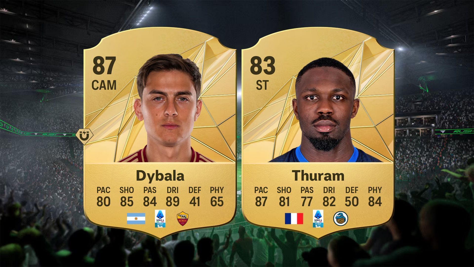 Paulo Dybala and Marcus Thuram&#039;s cards (Images via EA Sports)