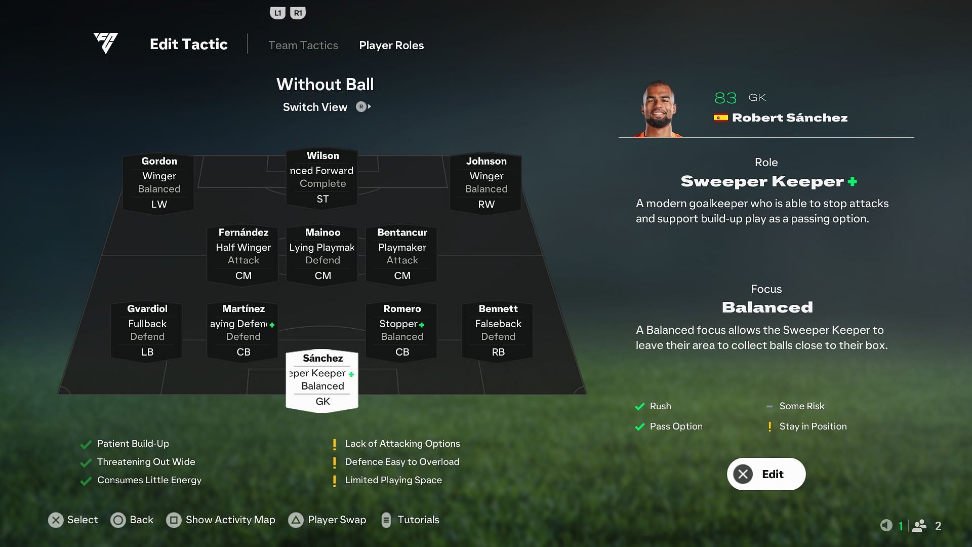 Player Roles for the 4-3-3 formation (Image via EA Sports)