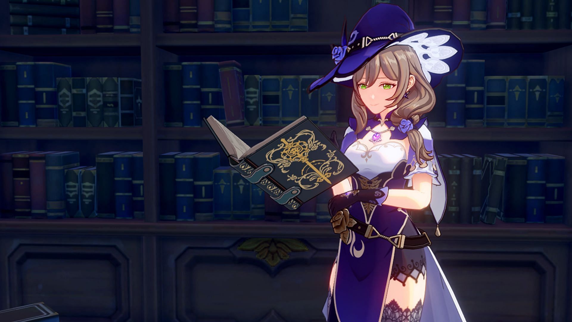 Lisa in the Knights of Favonius Library (Image via HoYoverse)