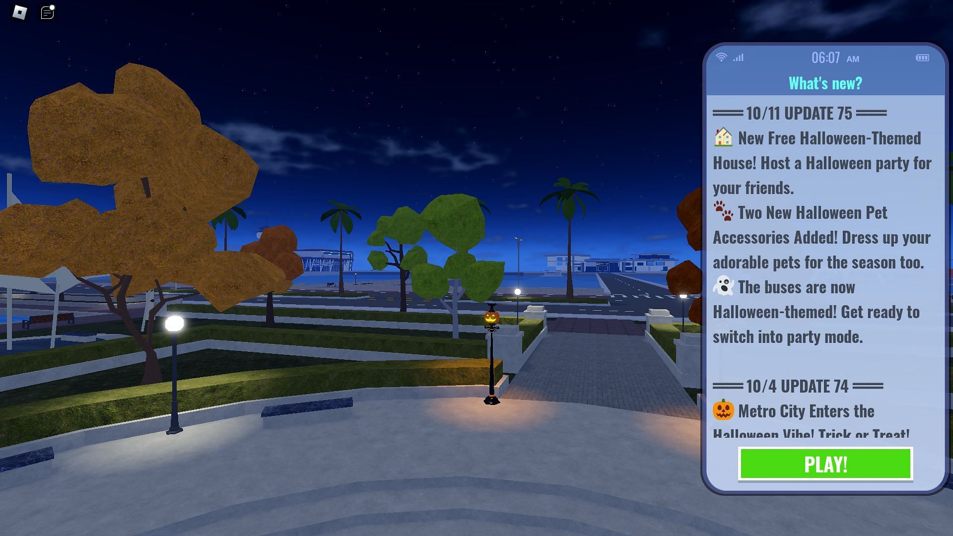 In-game update log (Image via Roblox)