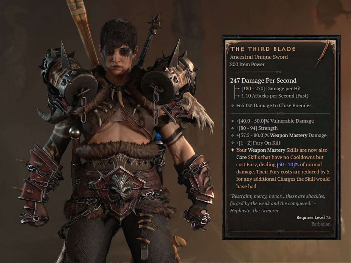 Here&#039;s what you can expect The Third Blade to look like in D4 (Image via Blizzard Entertainment)