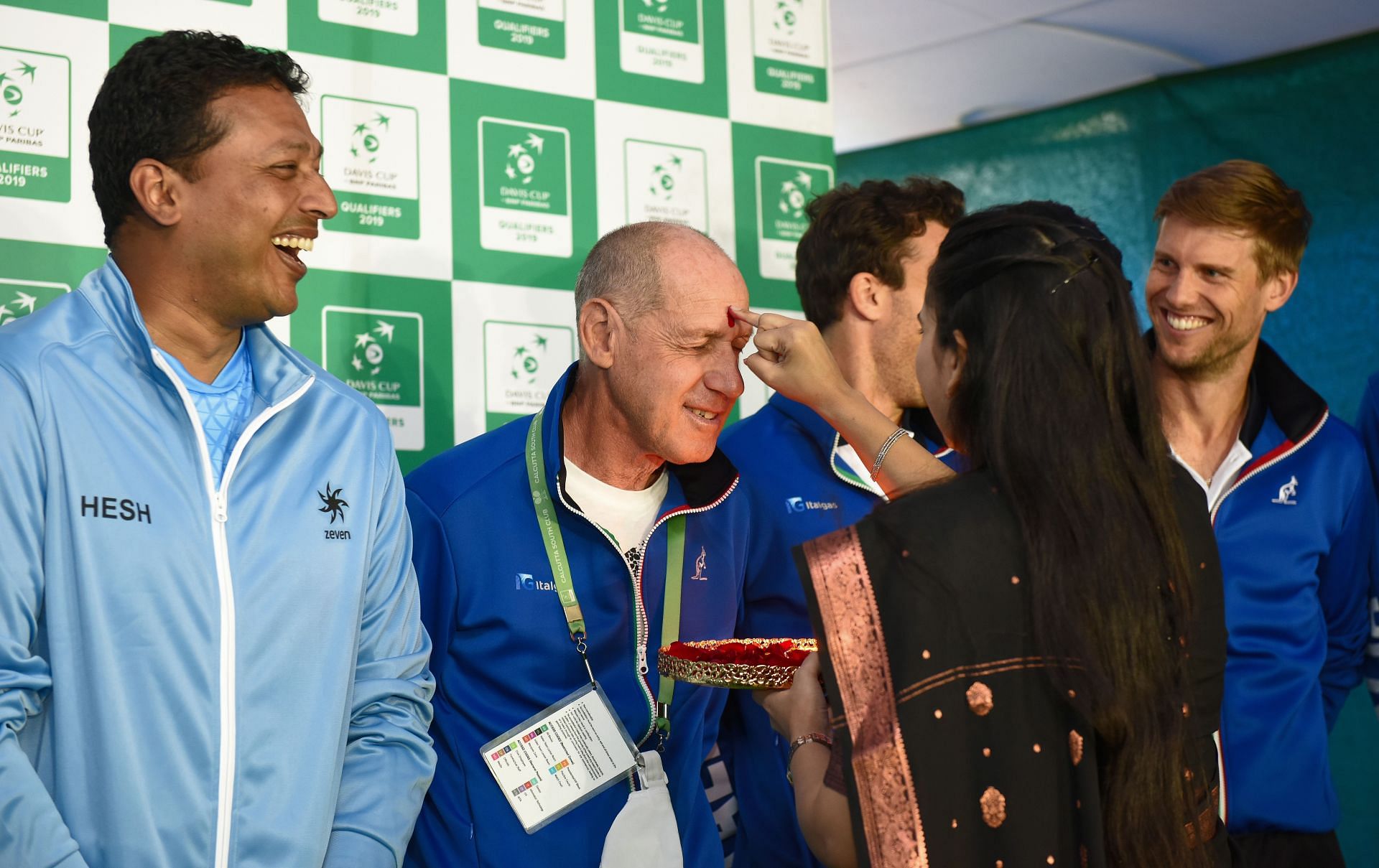 Mahesh Bhupathi (L) at the 2019 Davis Cup (Image Source: Getty)