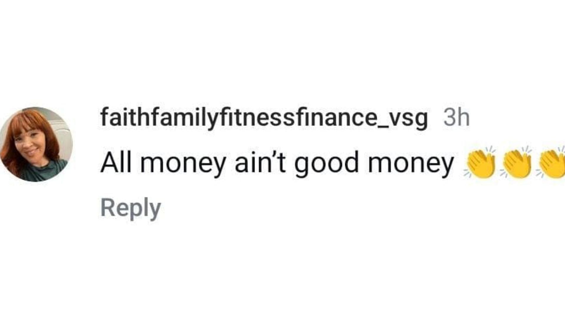 Netizens supported the rapper&#039;s decision (Image via Instagram / @faithfamilyfitnessfinance_vsg)