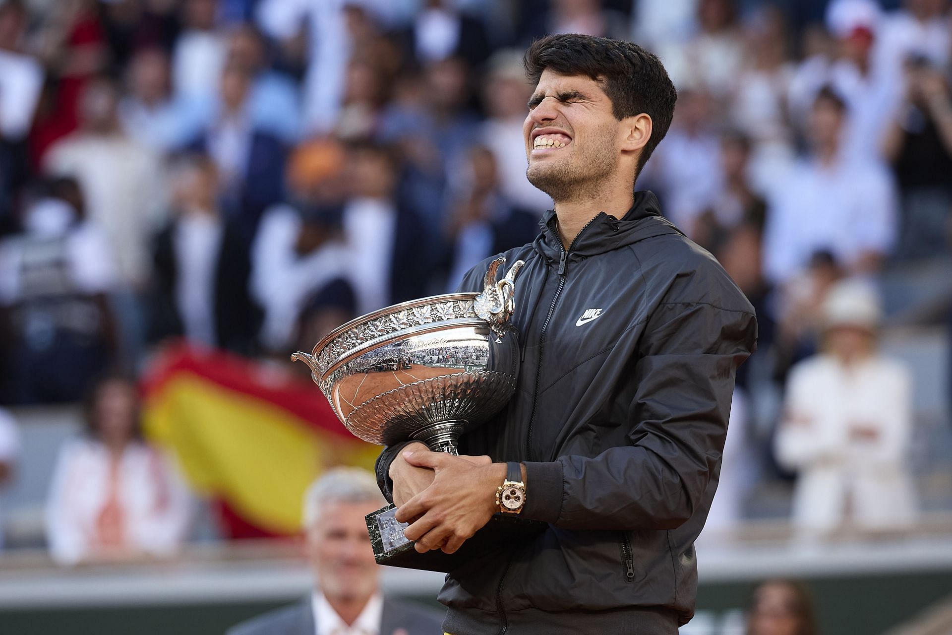 Carlos Alcaraz after winning the 2024 French Open