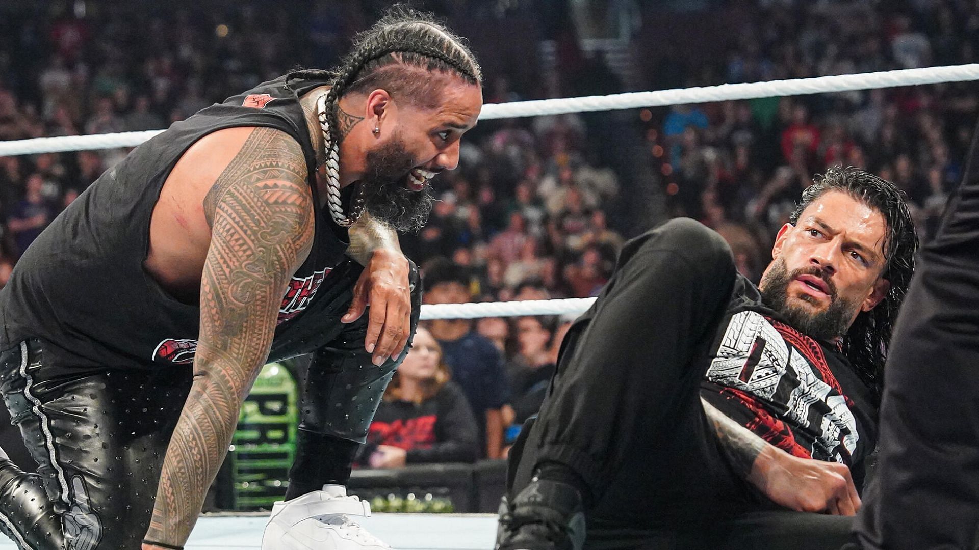 Roman Reigns and Jimmy Uso on SmackDown! [Image credit: WWE.com]