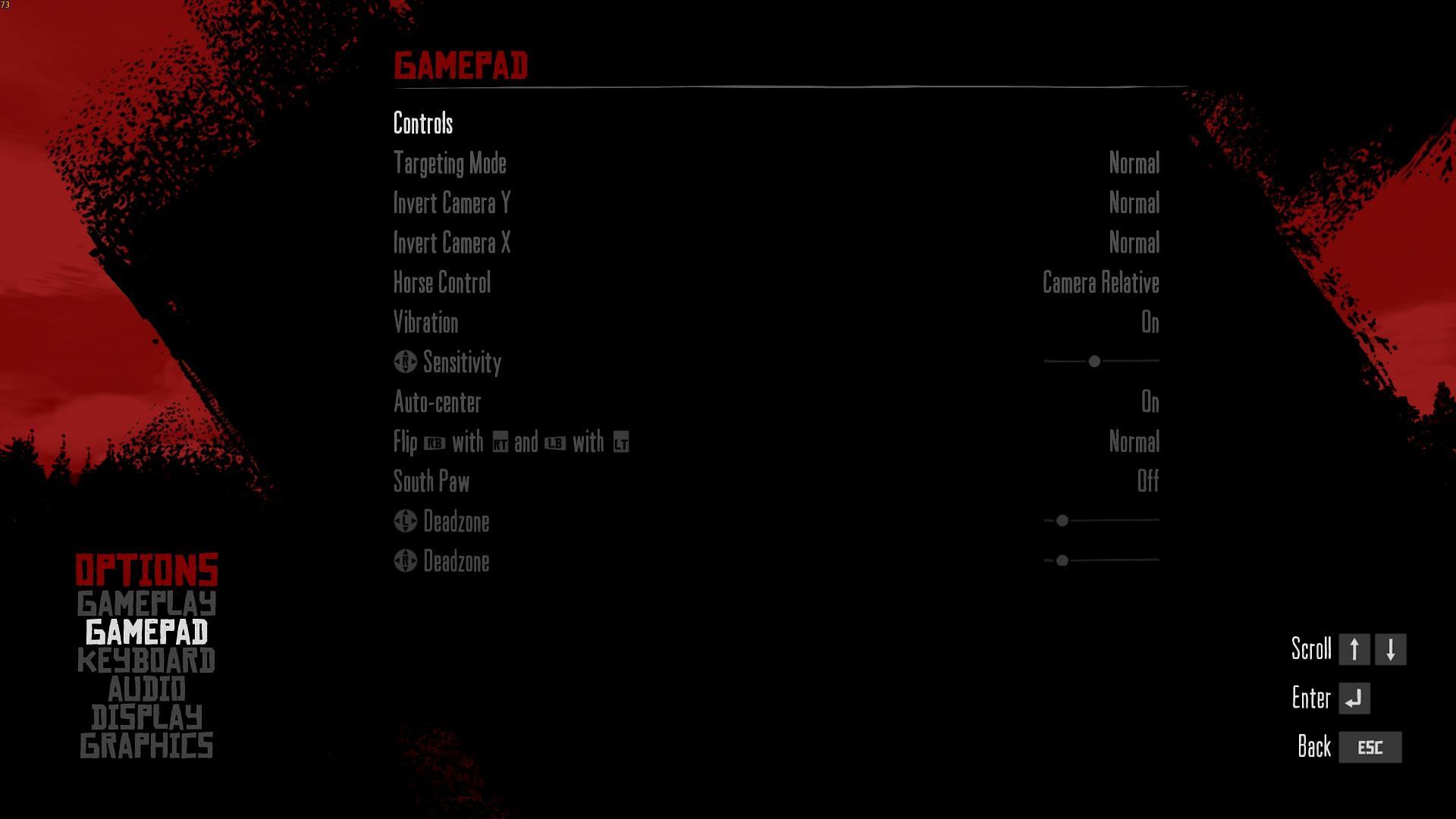 Gamepad settings in Red Dead Redemption PC (Image via Rockstar Games)