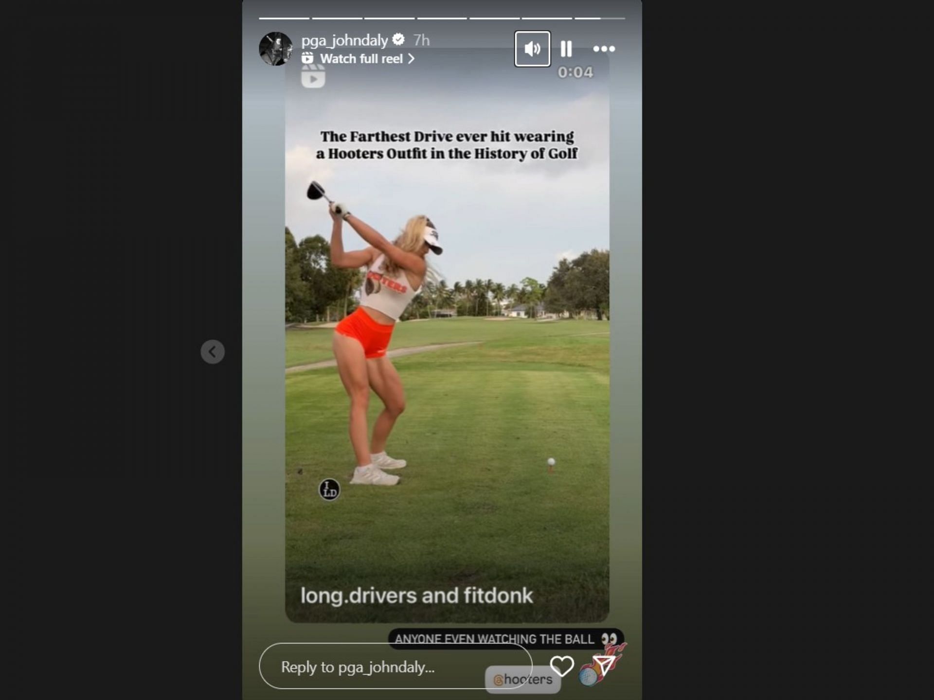 John Daly shares Livv Fitt&#039;s swing video (Image via Instagram@pga_johndaly)