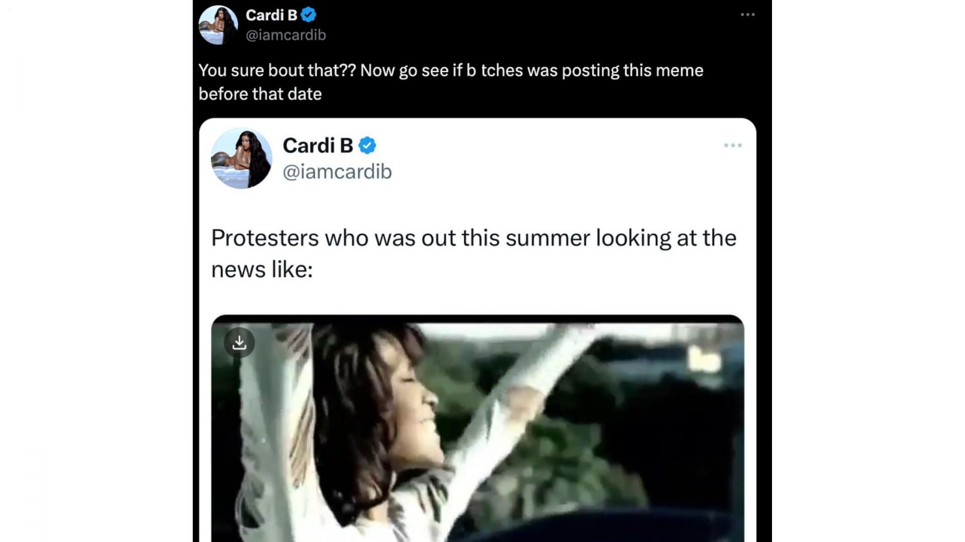 Cardi responded on X (Image via X/@iamcardib)