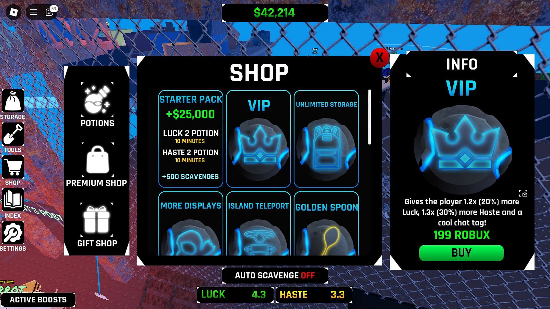 In-game shop (Image via Roblox)