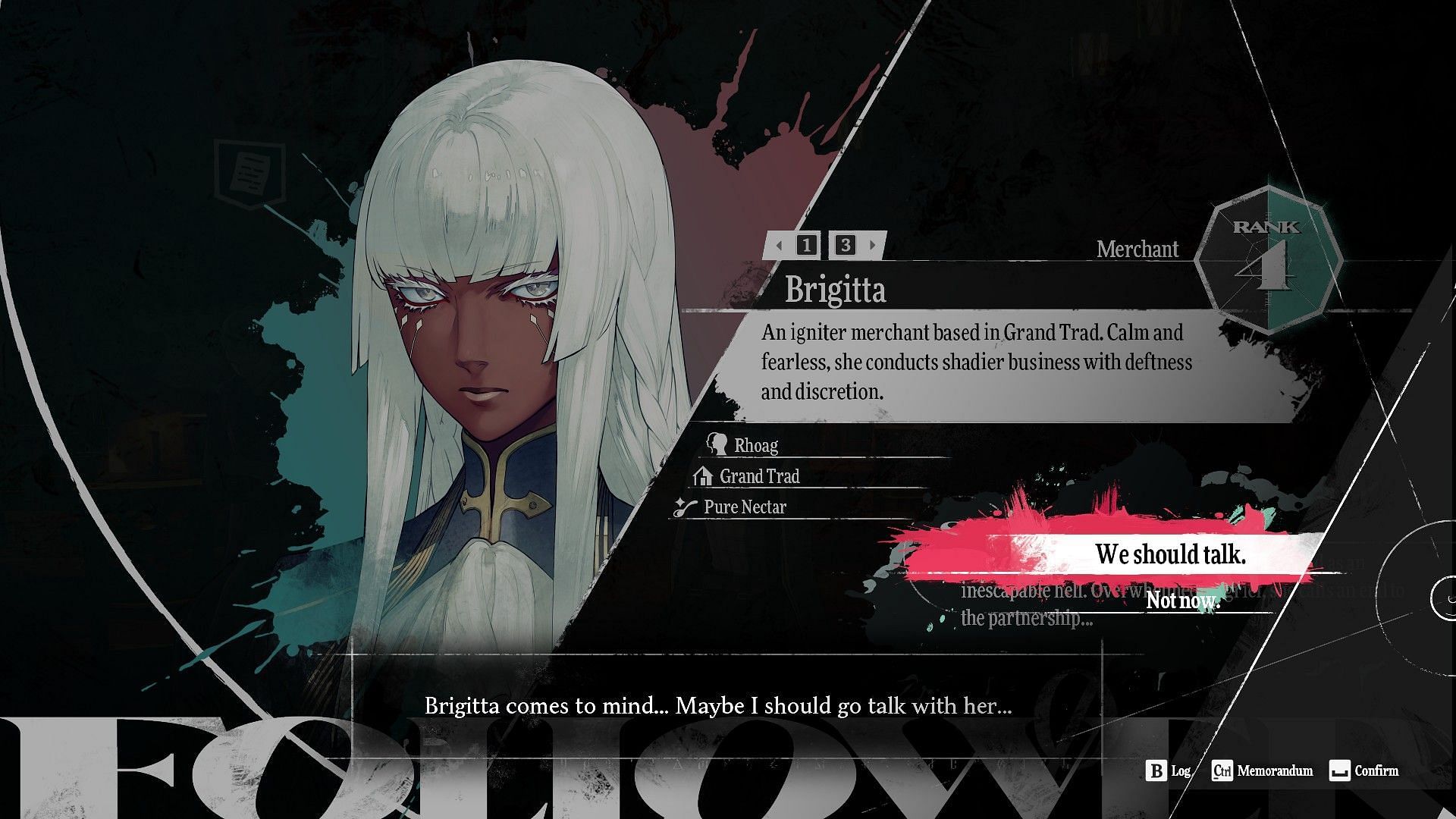 Brigitta&#039;s follower rank-up quests come with many benefits (Image via Atlus)