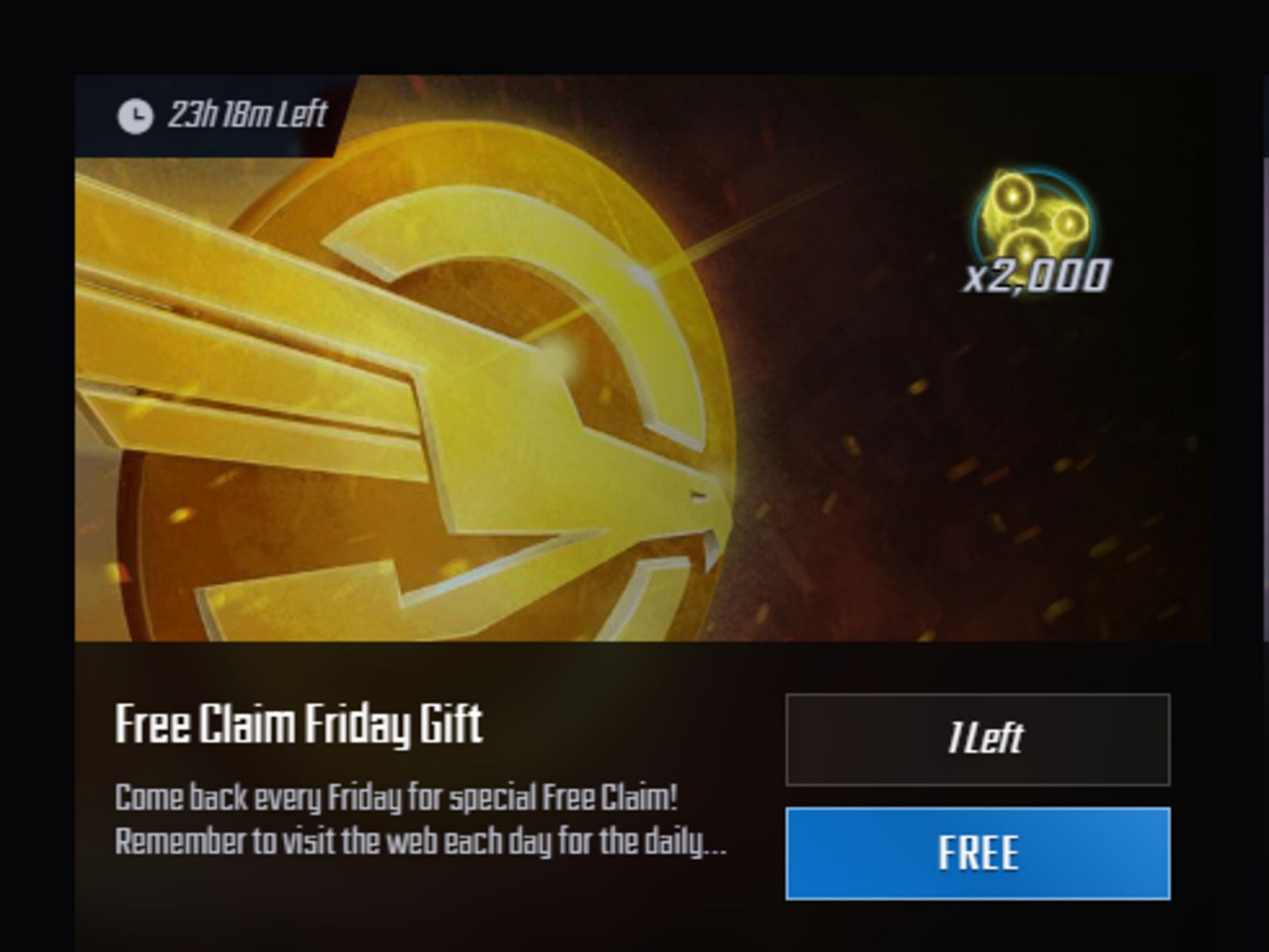 Free Friday claim (Image via Scopely)