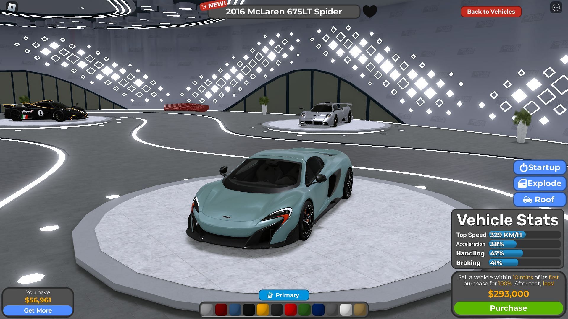 One of the new McLaren cars that you can purchase in Driving Empire (Image via Roblox)