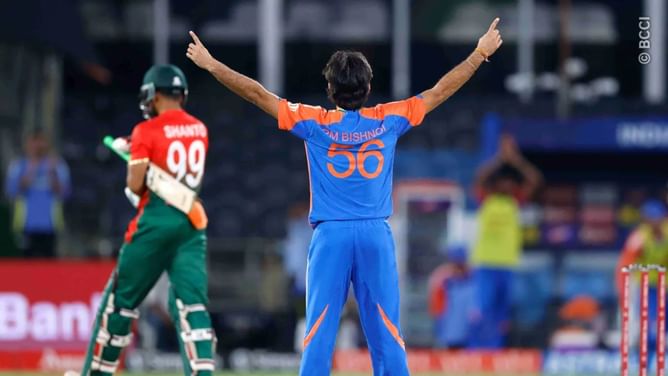 [Watch] Najmul Hossain Shanto makes a mess of his reverse-sweep, perishes to Ravi Bishnoi for 14 in IND vs BAN 2024 3rd T20I