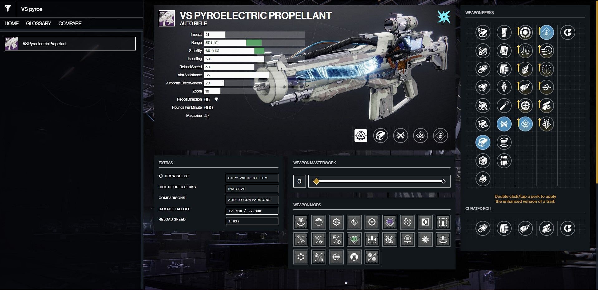 VS Pyroelectric Propellant PvE god roll (Image via Bungie/D2Gunsmith)