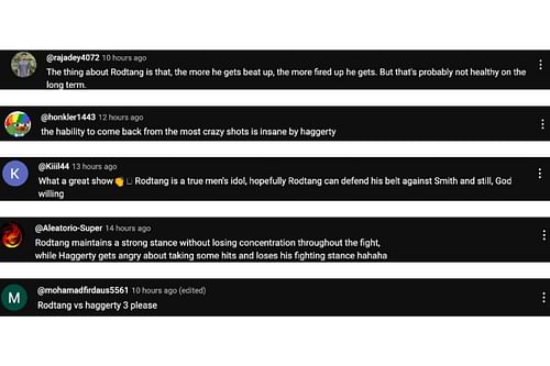 Screenshot of fans' comments