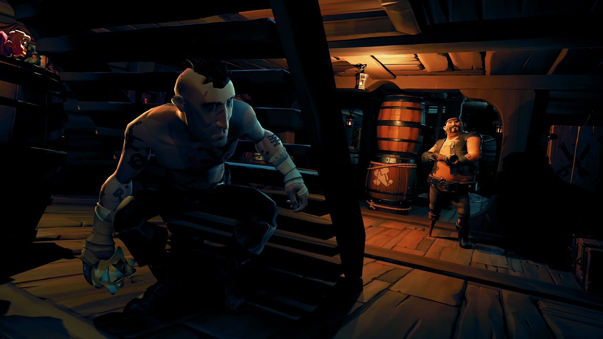 You can now crouch in Sea of Thieves (Image via Rare)