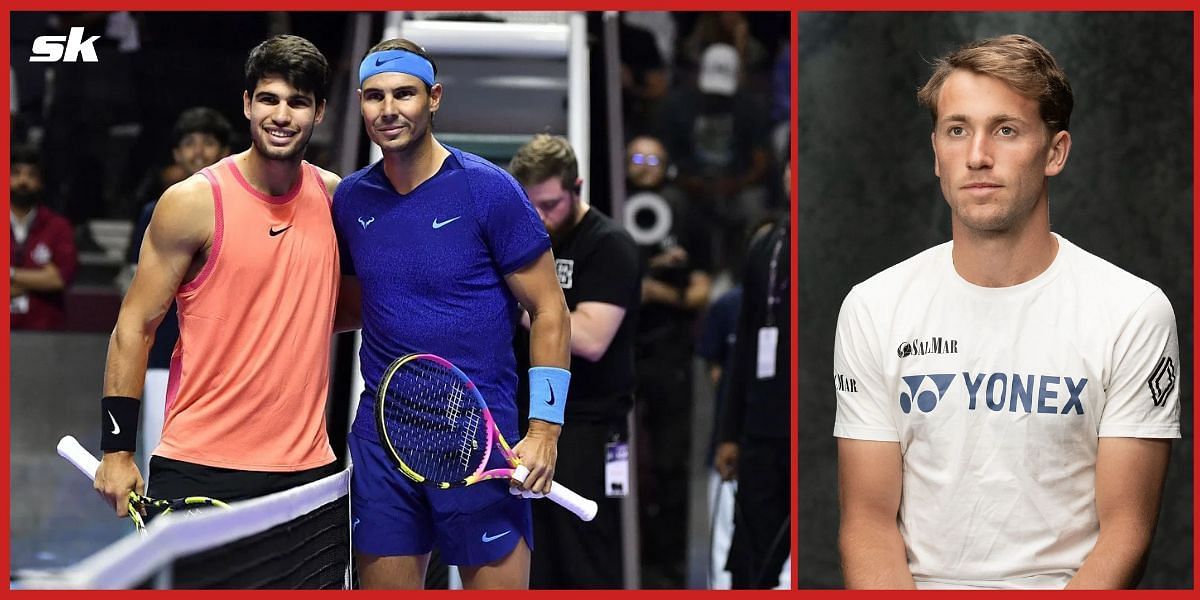 Rafael Nadal, Carlos Alcaraz at the Six Kings Slam and Casper Ruud. (Source: Getty)