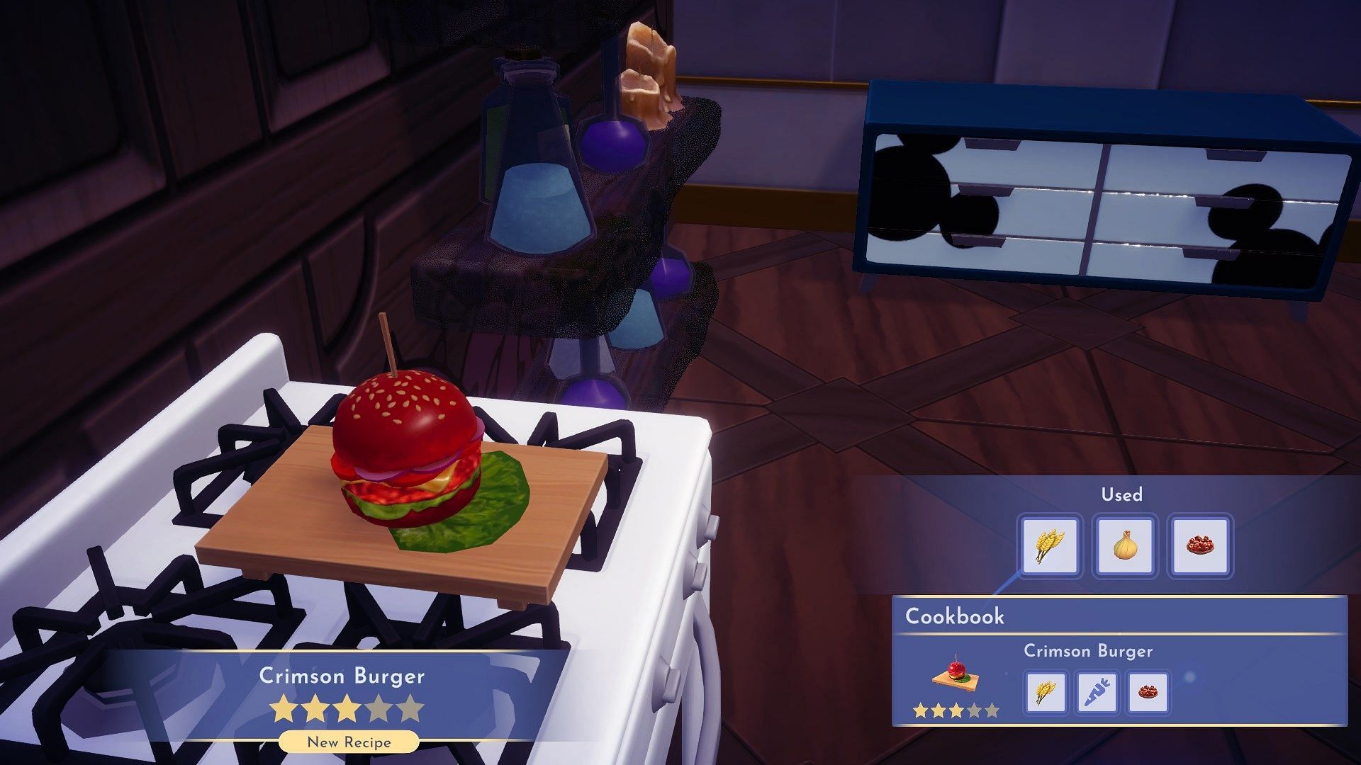 Preparing Crimson Burger requires three ingredients (Image via Gameloft)