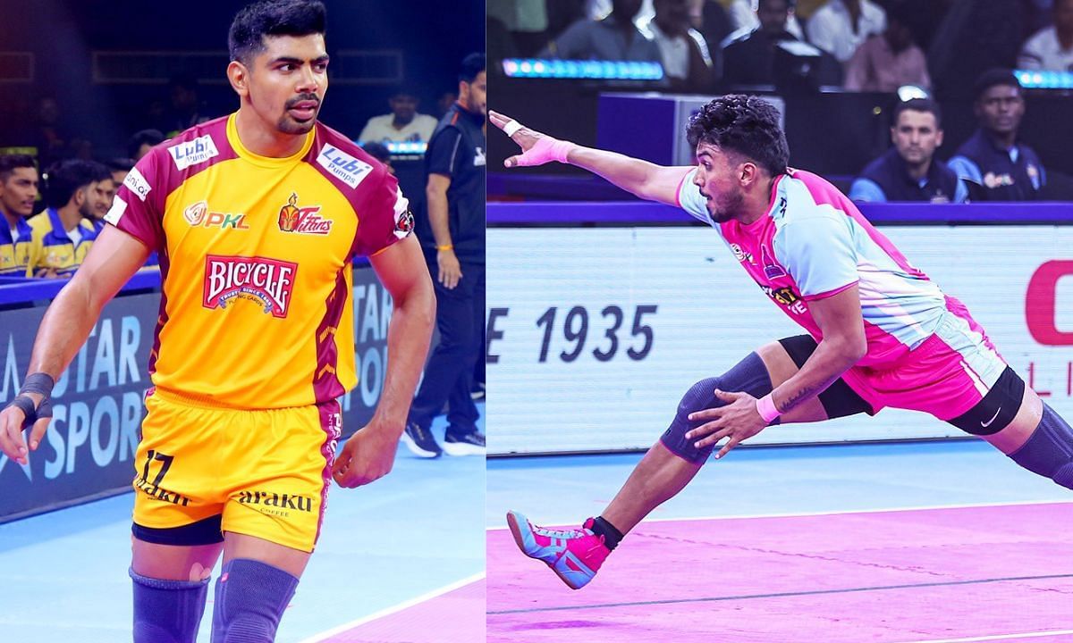 पवन सेहरावत और अर्जुन देशवाल (Photo Credit - @Telugu_Titans/@JaipurPanthers)