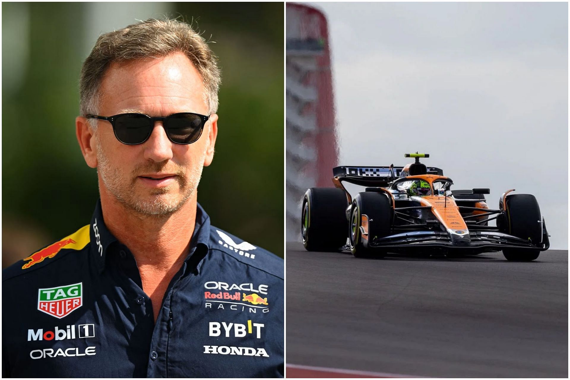 Christian Horner hints McLaren could be hiding a technical loophole (Images via Getty)