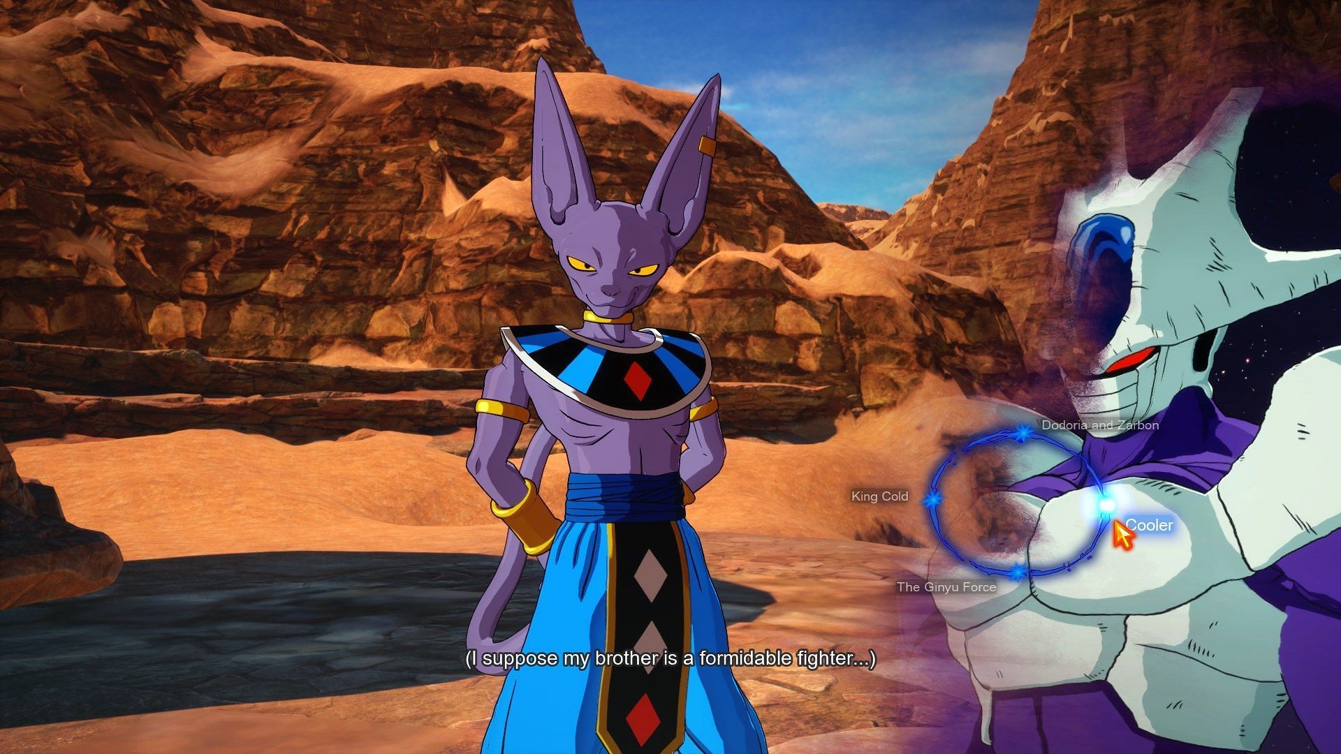 Choose Cooler during Beerus' prompt in Frieza's Philosophy mission (Image via Bandai Namco)