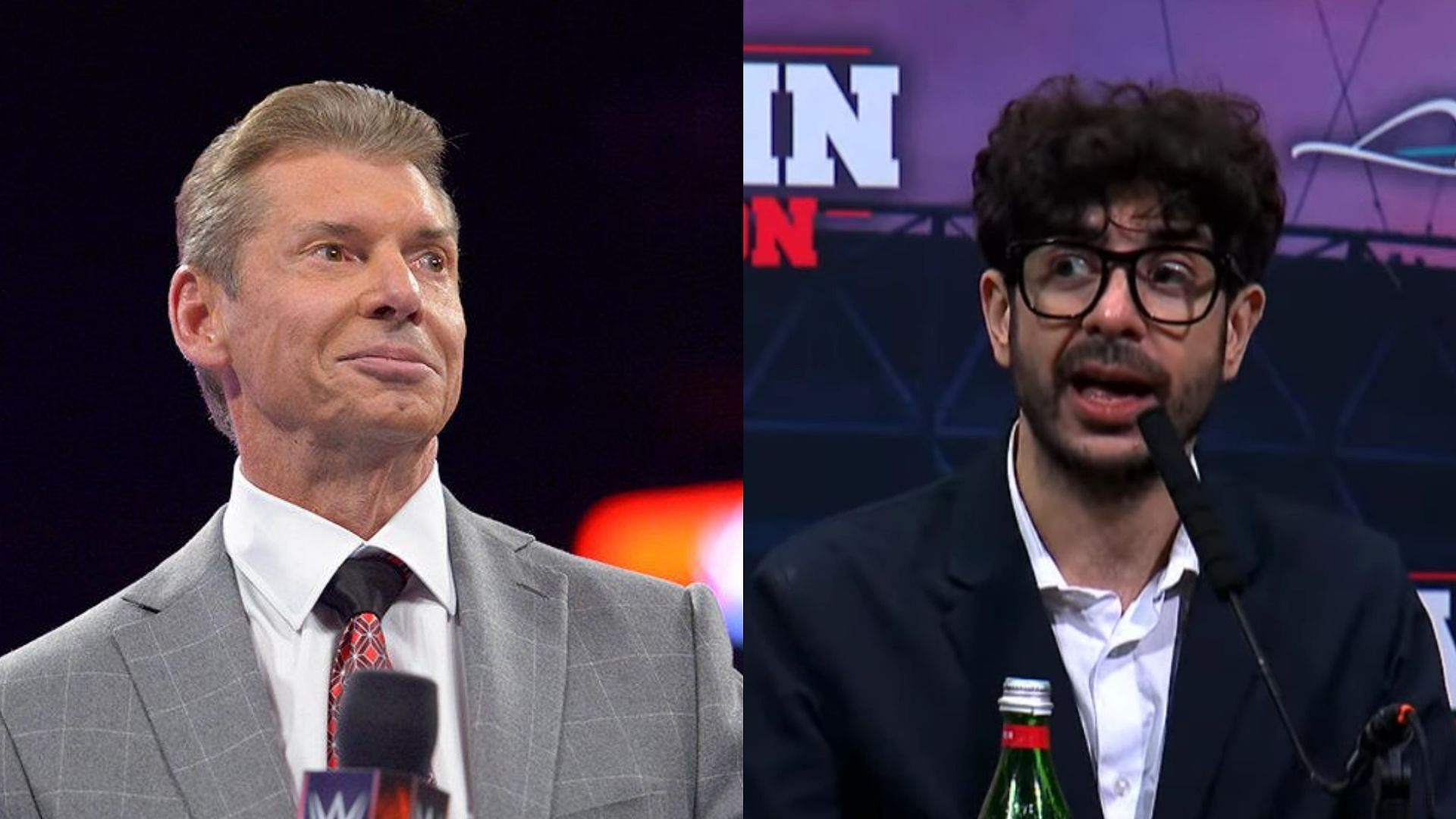 Vince McMahon and Tony Khan. (Image via WWE.com and AEW YT) 