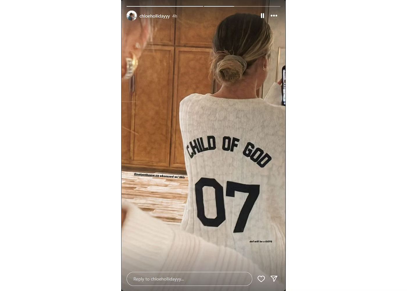 Chloe Holliday donned her husband's jersey number. Source - Chloe Holliday/Instagram