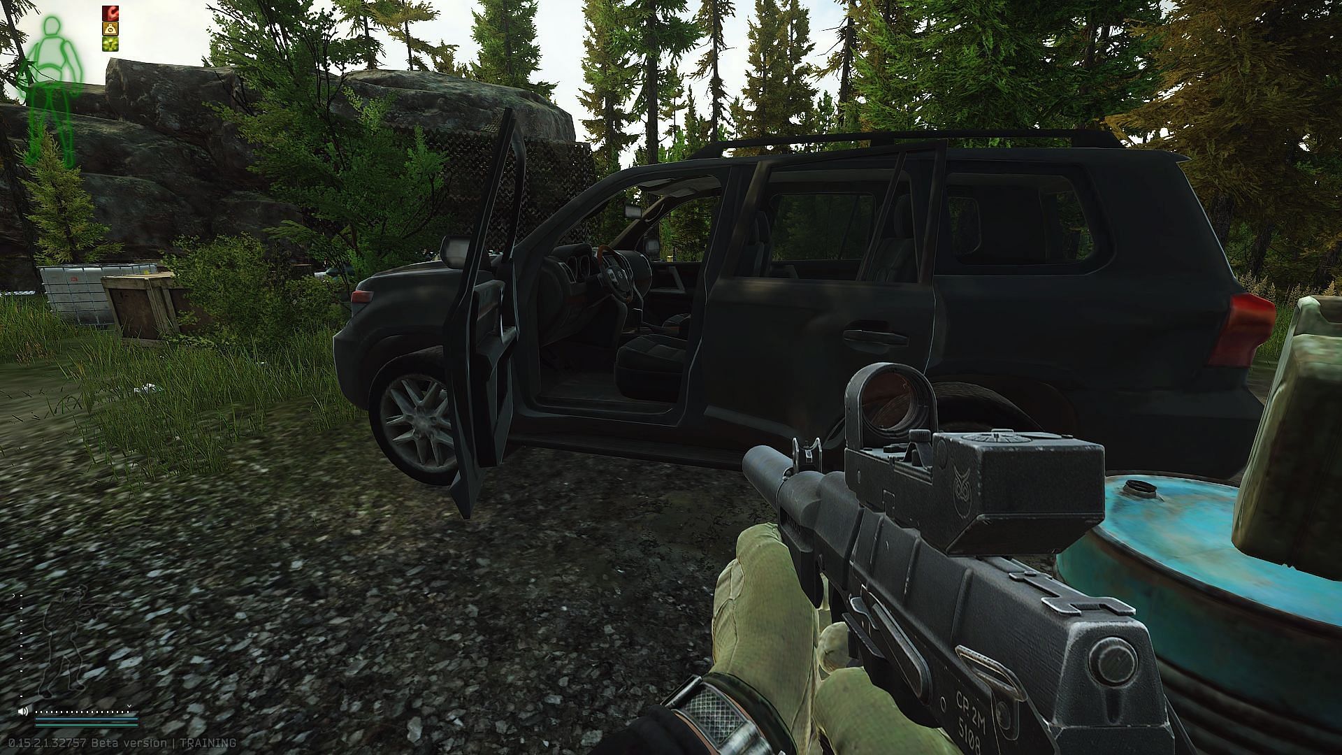 The black SUV in the first USEC camp (Image via Battlestate Games)