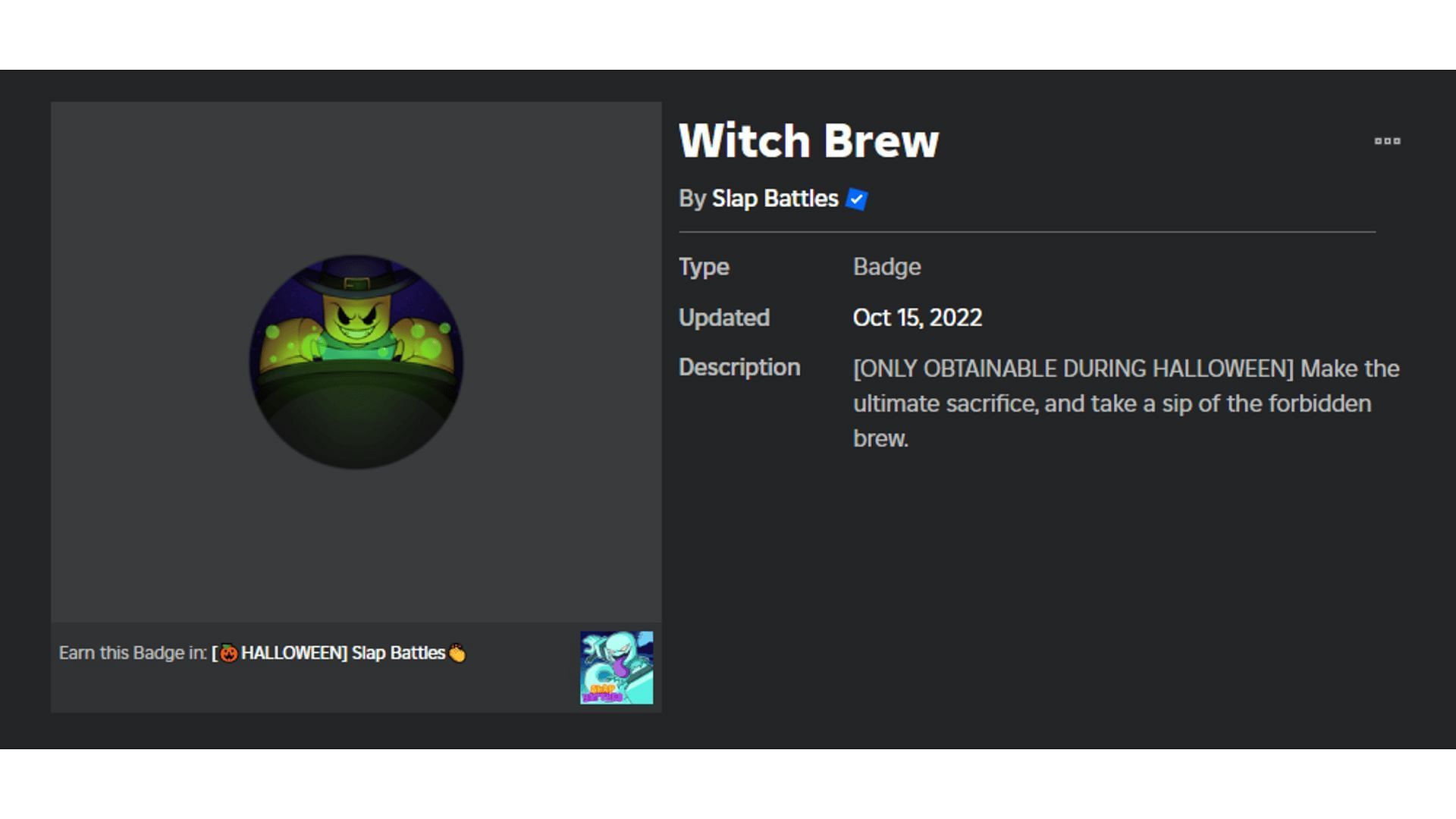 The Witch Brew Badge (Image via Roblox)