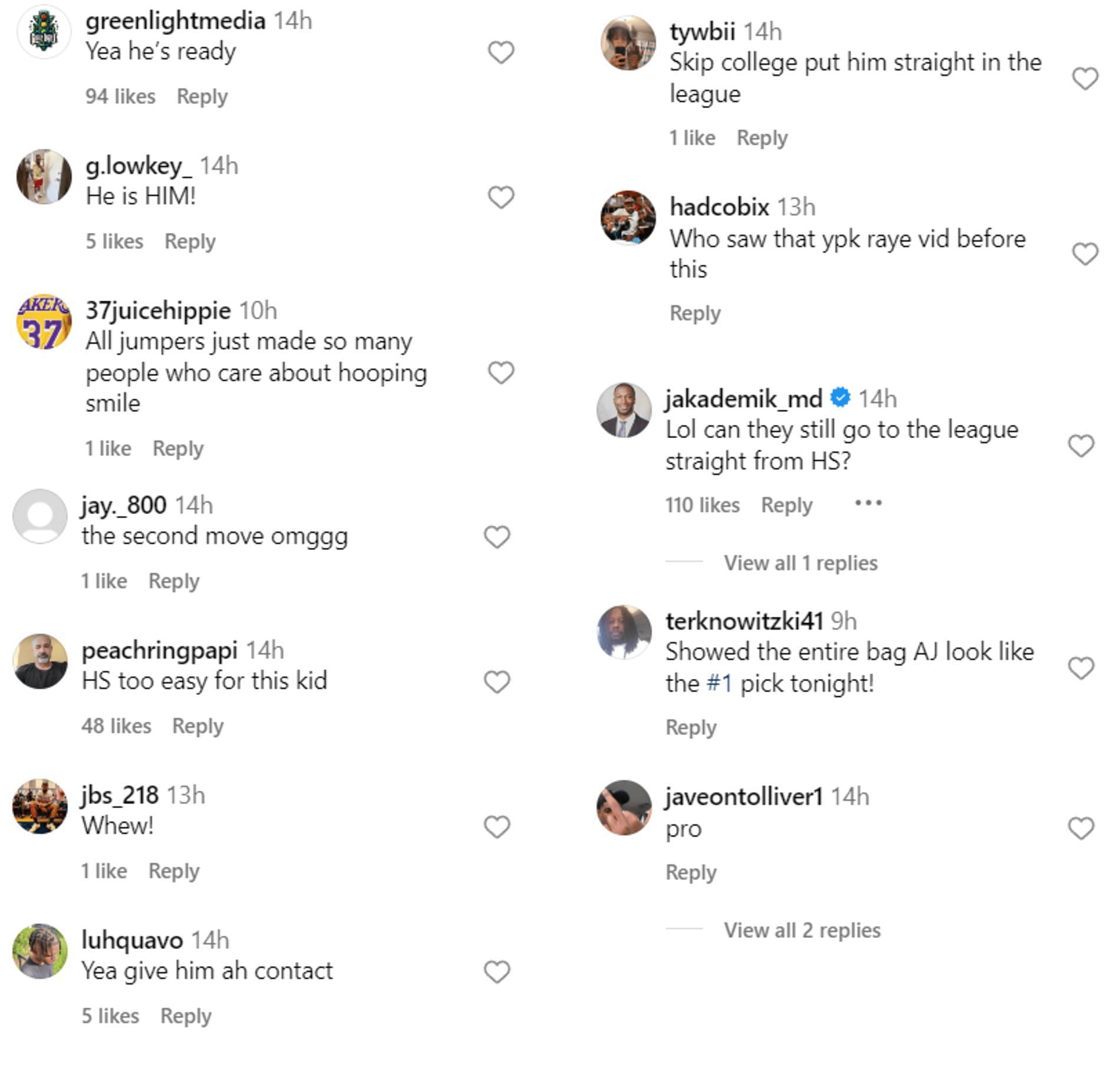 Fans react to AJ Dybantsa&#039;s performance vs. Boozer Twins (Source: Instagram/@SportscenterNext)