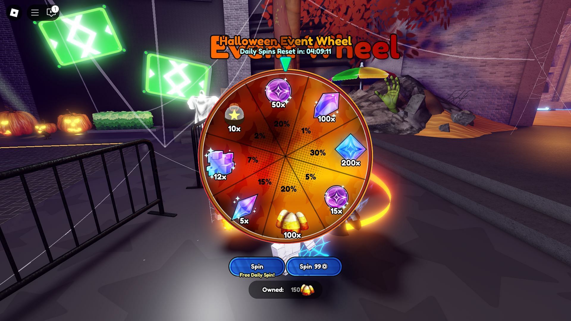 The new Event Wheel in the game (Image via Roblox)