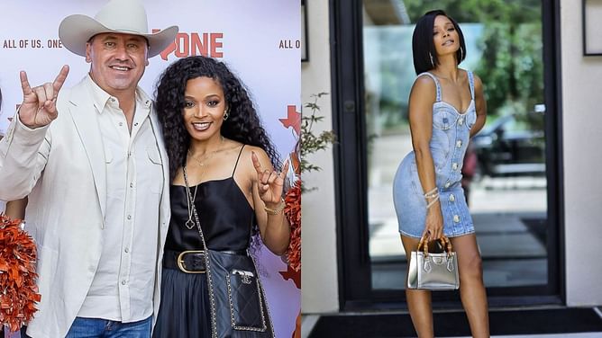 IN PICS: Steve Sarkisian's wife Loreal Sarkisian shows off Gucci purse as she says "bye-bye" to denim dresses