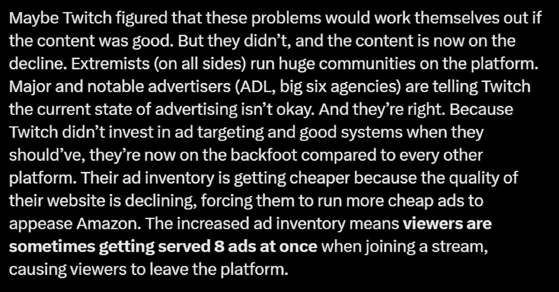 Nash claims that Twitch is forced to run &quot;cheaper ads&quot; (Image via X/@DevinNash)