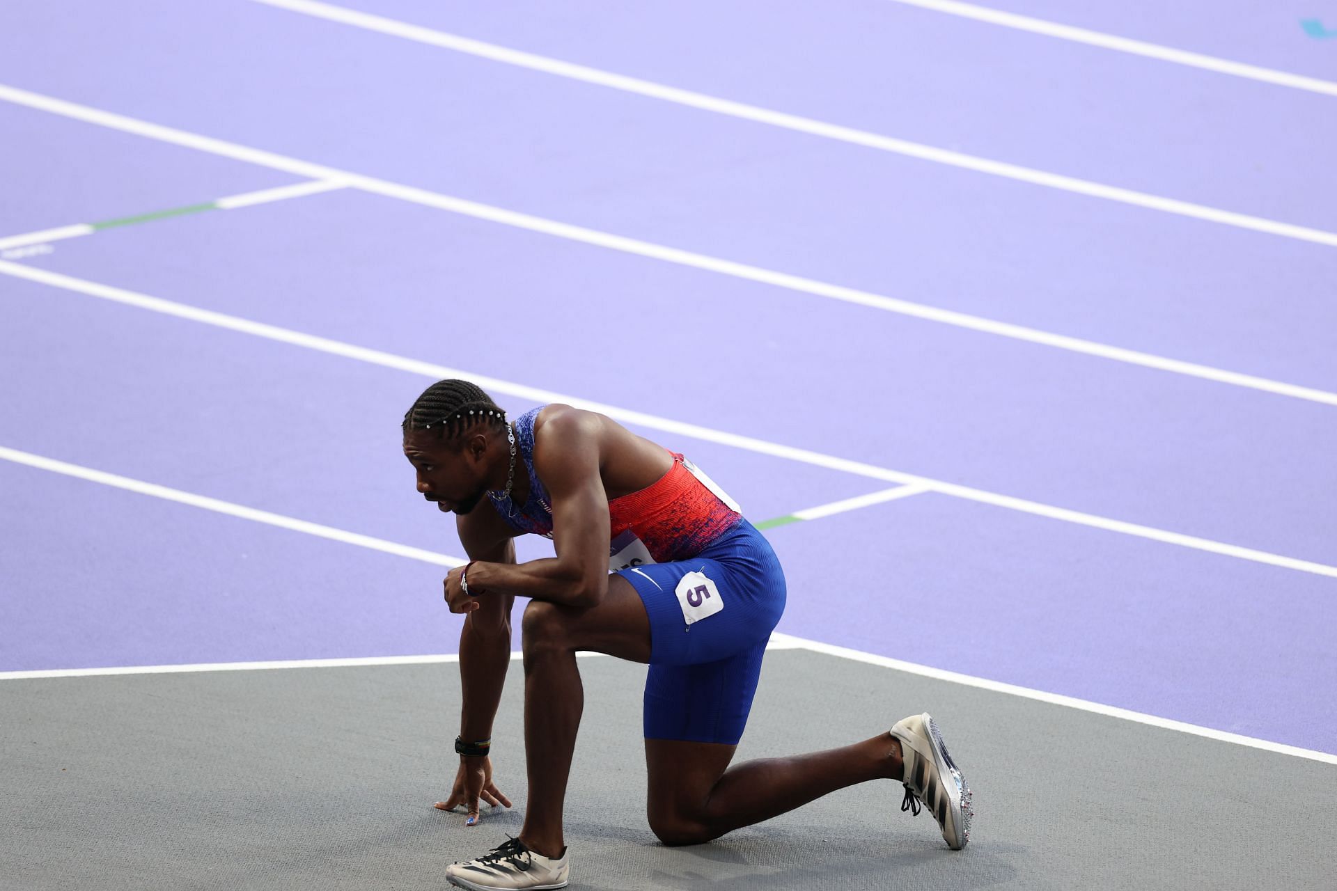 Noah Lyles after the completion of Men&#039;s 200m final at the Paris Olympics (Image via: Getty Images)